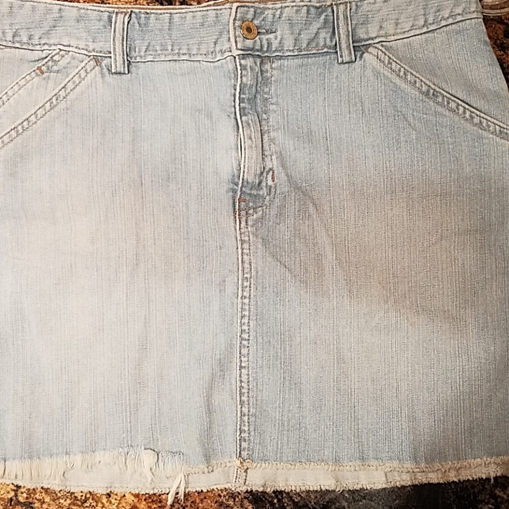 Gap Blue Jean Freyed Bottom Mini Skirt